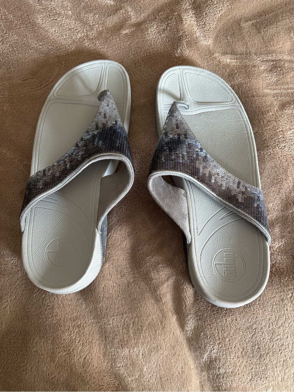 Fitflop Womens Silver  Sequin Slide Sandals